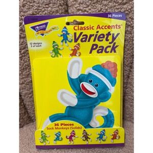Trend Enterprises Sock Monkeys Classic Accents Variety Pack 36 Pieces T-10608